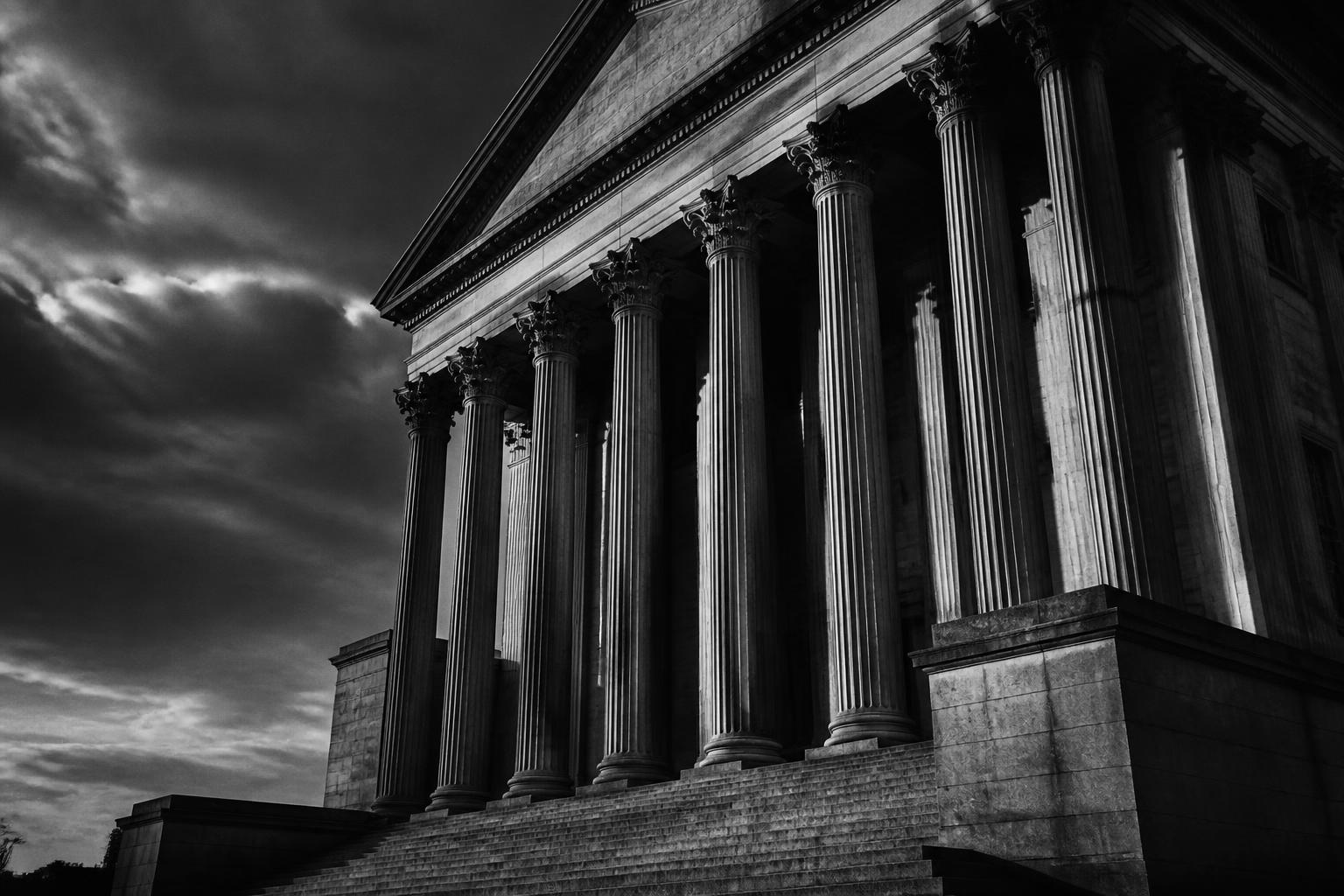 Stately classical courthouse facade with columns